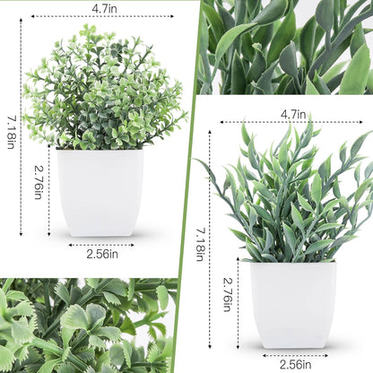 Der Rose 2 Pack Fake Plants Mini Artificial Greenery Potted Plants for Home Decor Indoor Office Table Room Farmhouse