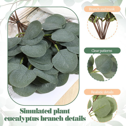 simarro 120 Pieces Artificial Eucalyptus Stems Decor, 11inches Artificial Eucalyptus Leaves Greenery Faux Green Stems Branches for DIY Bouquets Wedding Centerpiece Floral Home Decor