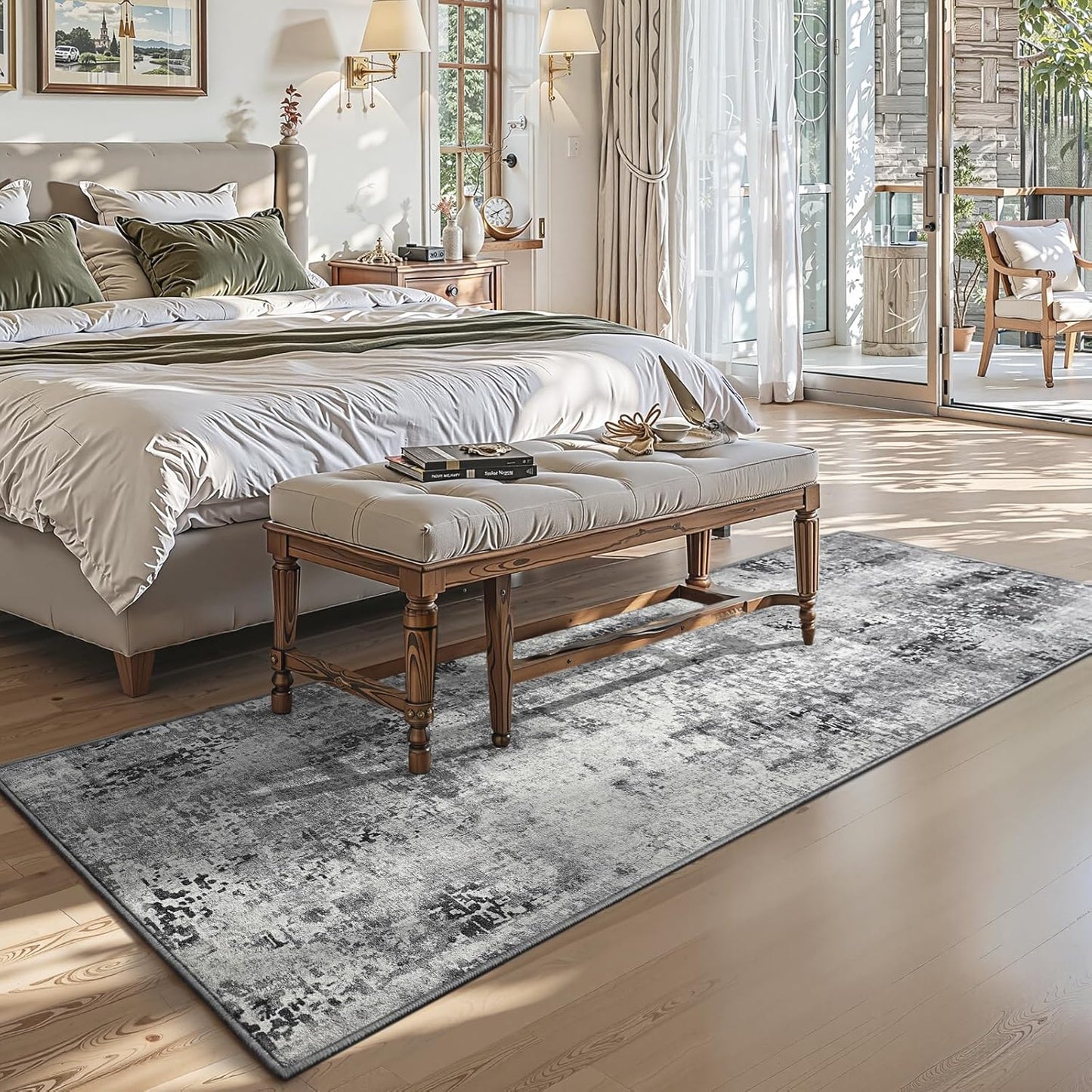 Ompaa 2x6 Rug Runners for Hallways Kitchen Runner Rug Non Slip Washable Grey Long Runner Rugs with Rubber Backing Soft Abstract Carpet Runner for Hallways, Kitchen, Bedroom, Bathroom, Entryway - Colors A