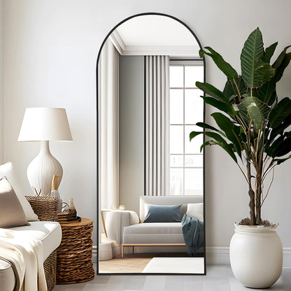 NicBex Full Length Mirror with Stand, 56"x19" Aluminum Alloy Frame Floor Mirror, Black, Shatter-Proof Glass - Free Standing, Leaning Against Wall or Wall-Mounted, for Bedroom Living Room Dressing Room