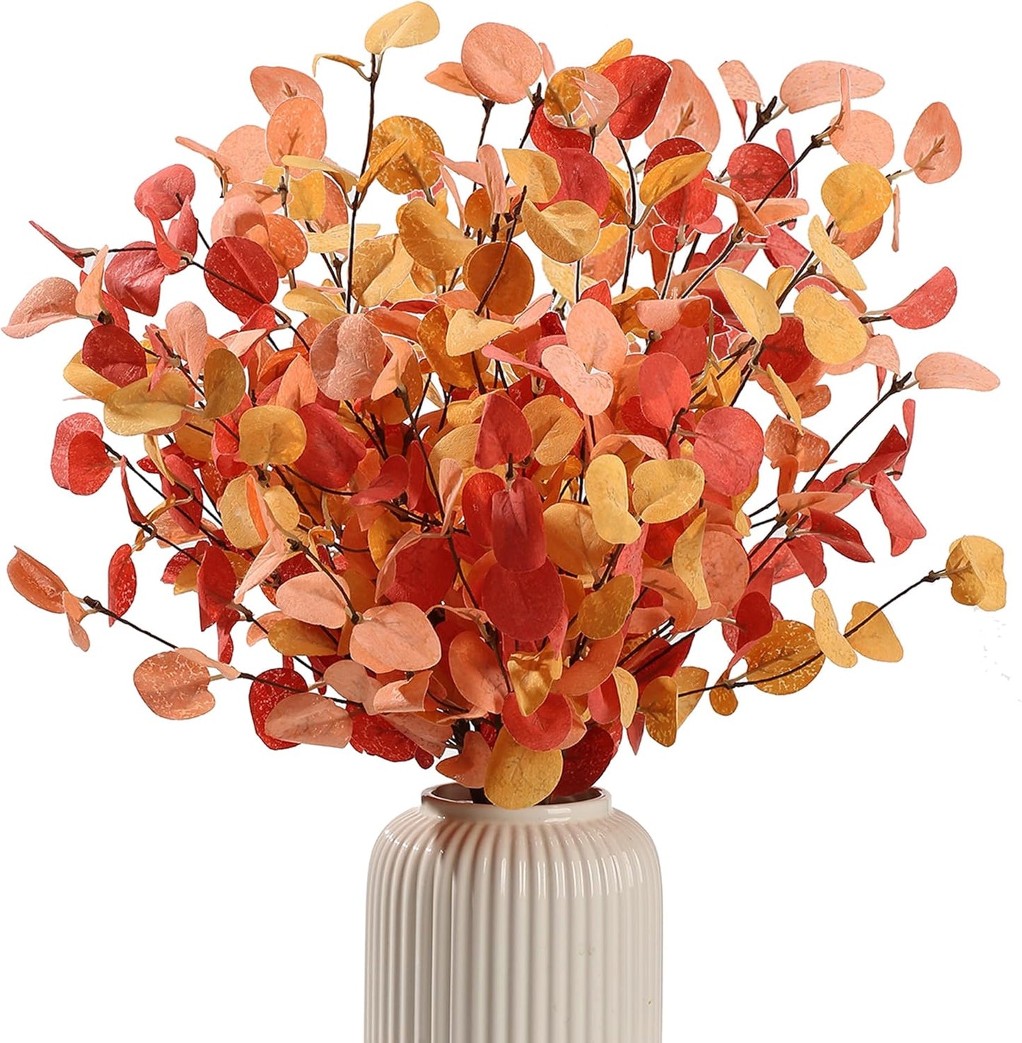 HNVNER 6 Bunches Artificial Eucalyptus Stems 24" Faux Eucalyptus Leaves Branches Silk Fake Green Foliage Artificial Plants Greenery for Flower Arrangement Home Wedding Party Decoration