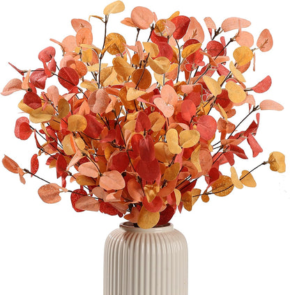 HNVNER 6 Bunches Artificial Eucalyptus Stems 24" Faux Eucalyptus Leaves Branches Silk Fake Green Foliage Artificial Plants Greenery for Flower Arrangement Home Wedding Party Decoration