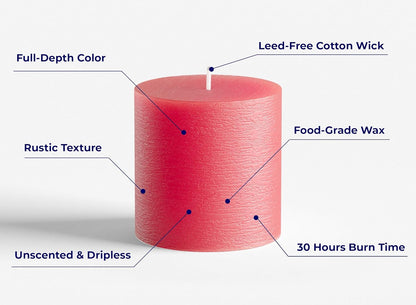 Melt Candle Pillar Candles, 3 Pack - Unscented Candles for Home, Church, Weddings, & More - 3" x 4", Ivory