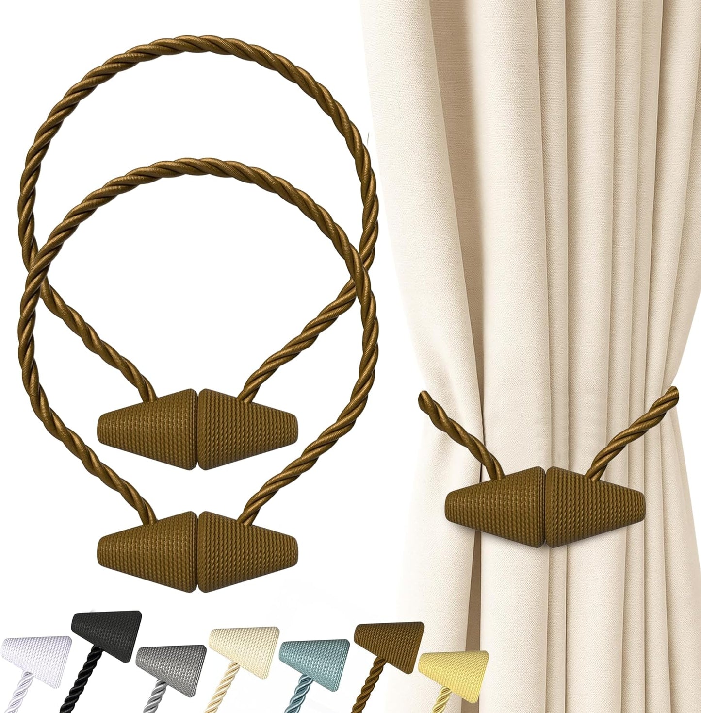 Hion Magnetic Curtain Tiebacks Black 2pcs, Curtain Tiebacks Buckles Holdbacks Holders Hooks Clip for Home Outdoor Bedroom Office Decorative Curtain