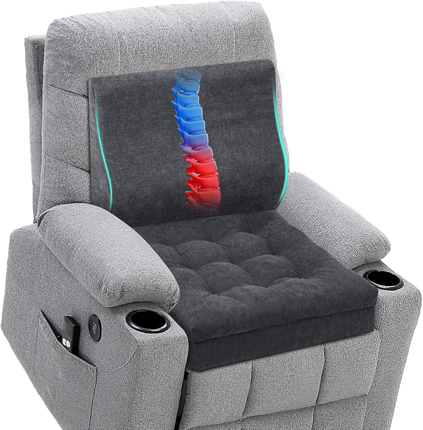 Recliner Cushions for Elderly, 20x20x5 Inch Thick Chair Cushion Patent Design Soft Tufted Dual Layer Booster Seat Cushions for Seniors Recliner Risers Taupe 1P