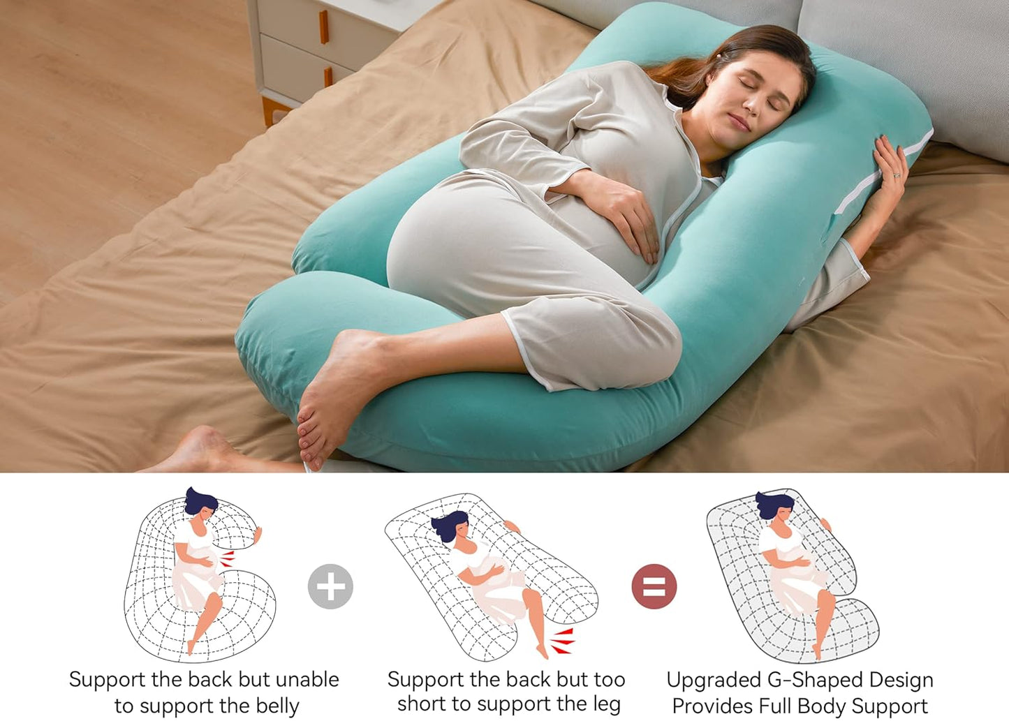 Momcozy Pregnancy Pillows for Sleeping, U Shaped Full Body Maternity Pillow with Removable Cover - Support for Back, Legs, Belly, HIPS for Pregnant Women, 57 Inch Pregnancy Pillow for Women, Grey