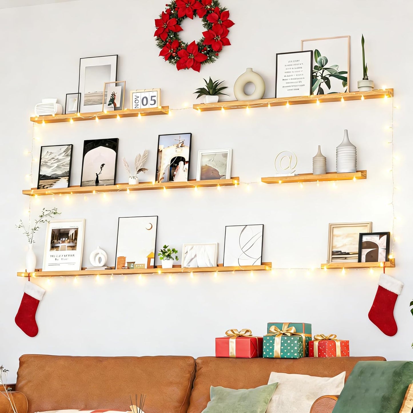 Heimlove Picture Ledge Shelf, Floating Shelves Set of 2, 24 Inches Picture Shelf for Wall with Ledge, Kids Bookshelf Wall Mounted for Living Room Bedroom Decor Books Photo Frames - White