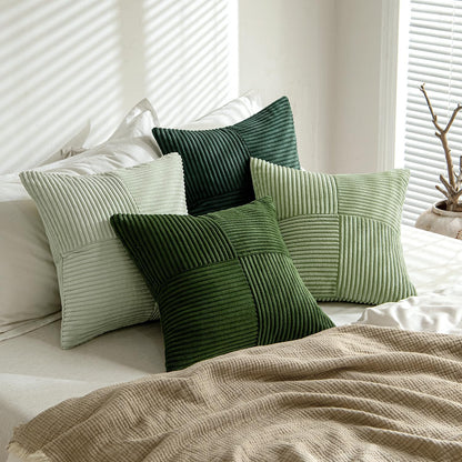 MIULEE Teal Orange Decorative Throw Pillow Covers 18x18 Inch Set of 4 Boho Corduroy Striped Cushion Cases Modern Farmhouse Patchwork Pillow Cases for Couch Sofa Bedroom Home Decor