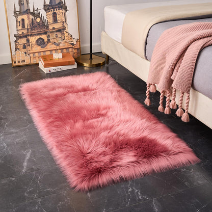 EasyJoy Ultra Soft Fluffy/Fuzzy Shaggy Area Rug Faux Fur Chair Cover Seat Pad for Bedroom Floor Sofa Living Room (2 x 6 ft Sheepskin, Beige)