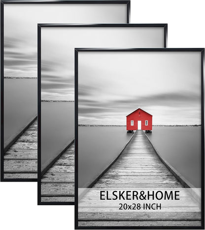 ELSKER&HOME 22.375 x 34 Poster Frame 3 Pack, Black Picture Frame for Horizontal or Vertical Wall Mounting, Sturdy and Scratch-proof
