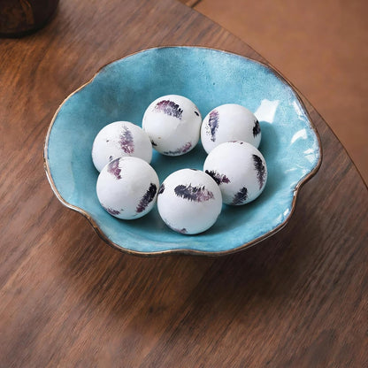 Set of 6 Decorative Orbs for Bowls and Vases - Circle Pattern - Resin Round Sphere Balls for Living, Dining Room Coffee Table Centerpiece Home Decor