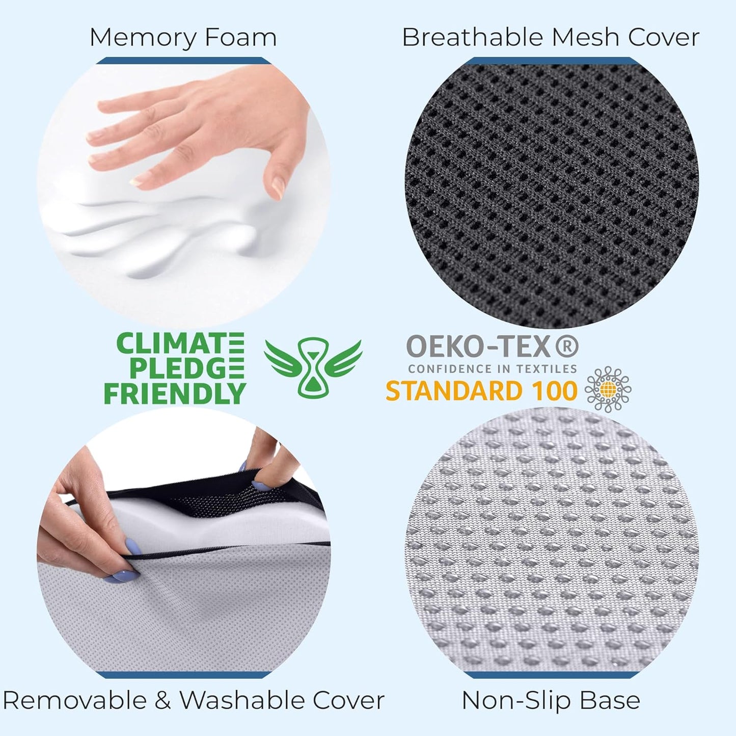 5 STARS UNITED Seat Cushion - Memory Foam Chair Cushion for Tailbone Pain Relief - Ergonomic Support for Coccyx, Sciatica & Butt - Office, Desk & Gaming Chair, Car Seat, Wheelchair, Airplane, Black