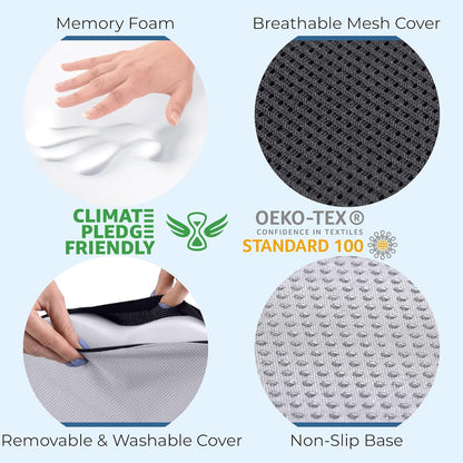 5 STARS UNITED Seat Cushion - Memory Foam Chair Cushion for Tailbone Pain Relief - Ergonomic Support for Coccyx, Sciatica & Butt - Office, Desk & Gaming Chair, Car Seat, Wheelchair, Airplane, Black