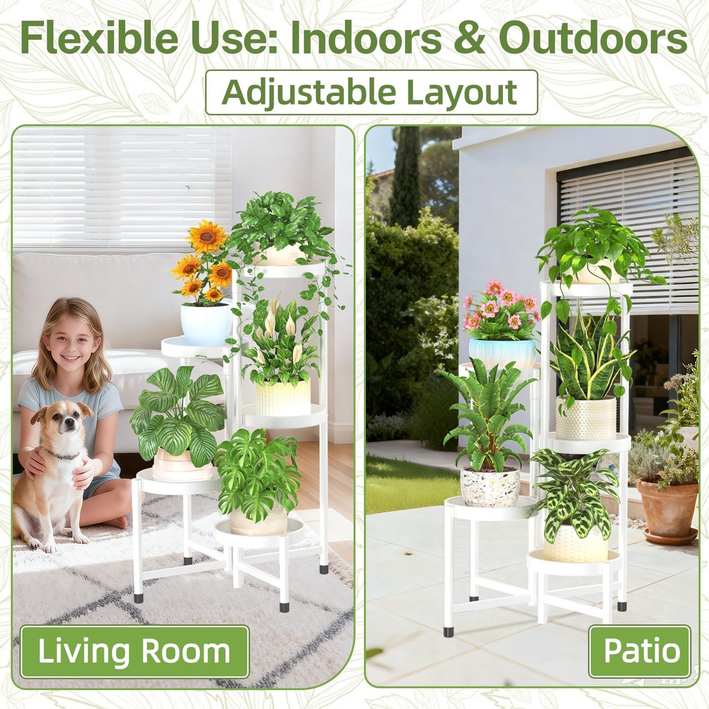iDavosic.ly Plant Stand Indoor Outdoor, 5 Tier Corner Metal Flower Display Holder Shelf, Folding Tall Orchid Rack for Patio Balcony Porch Garden Living Room House, Black