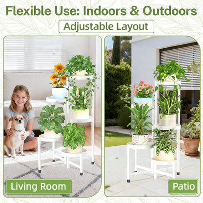 iDavosic.ly Plant Stand Indoor Outdoor, 5 Tier Corner Metal Flower Display Holder Shelf, Folding Tall Orchid Rack for Patio Balcony Porch Garden Living Room House, Black