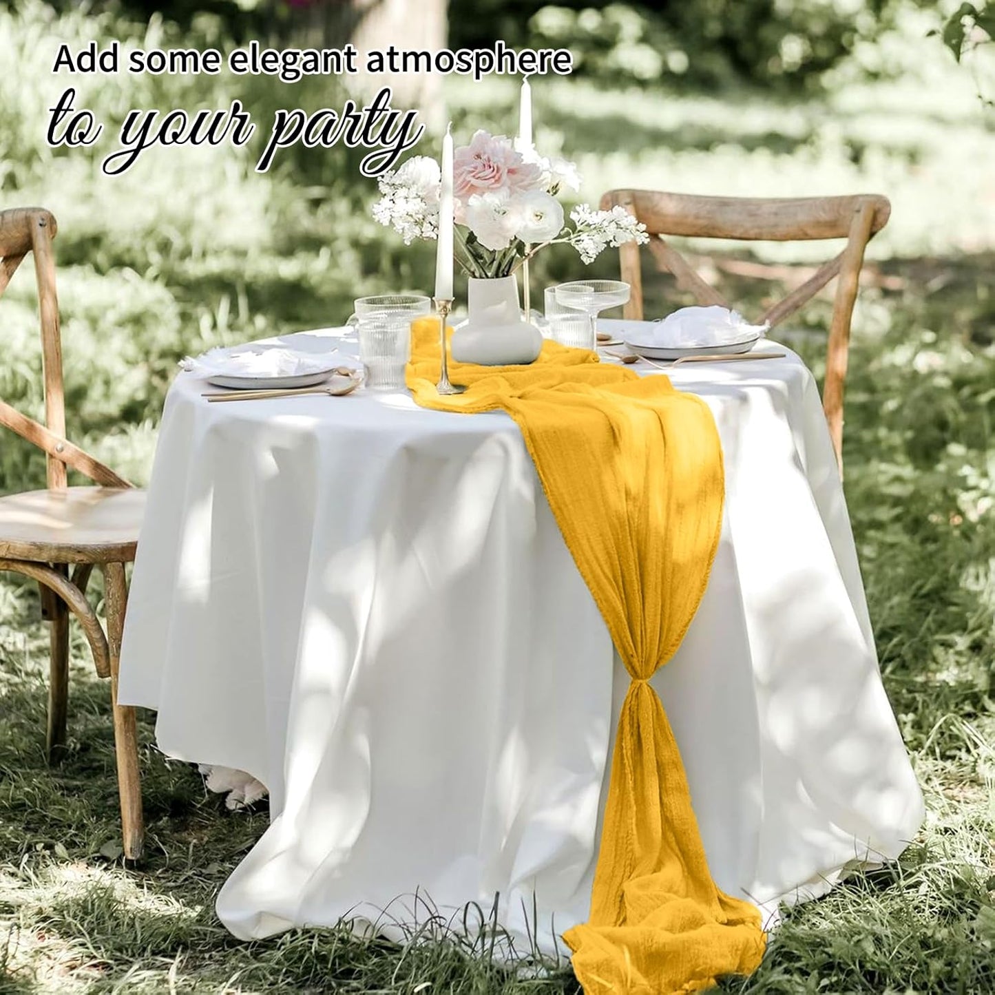 10 Pack Beige Cheesecloth Table Runner 17x108 Inch Boho Gauze Cheese Cloth Table Runners for Wedding Party Baby Shower Birthday Home Decor