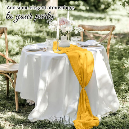 10 Pack Beige Cheesecloth Table Runner 17x108 Inch Boho Gauze Cheese Cloth Table Runners for Wedding Party Baby Shower Birthday Home Decor