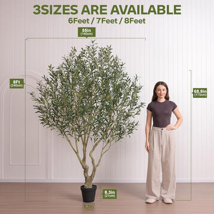 Verinatural Olive Tree Artificial Indoor 6ft - UV Resistant Large Fake Plants - Realistic Faux Olive Tree in Pot - Tall Artificial Plants Outdoor for Home, Patio, Living Room, Office Decor,VN138