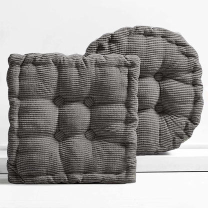 2 Pack Large Square and Round Floor Cushions for Adults Meditation Floor Pillow Green Corduroy Floor Seat Pillows Cushion for Living Room Balcony Tatami Yoga,18x18 Inch