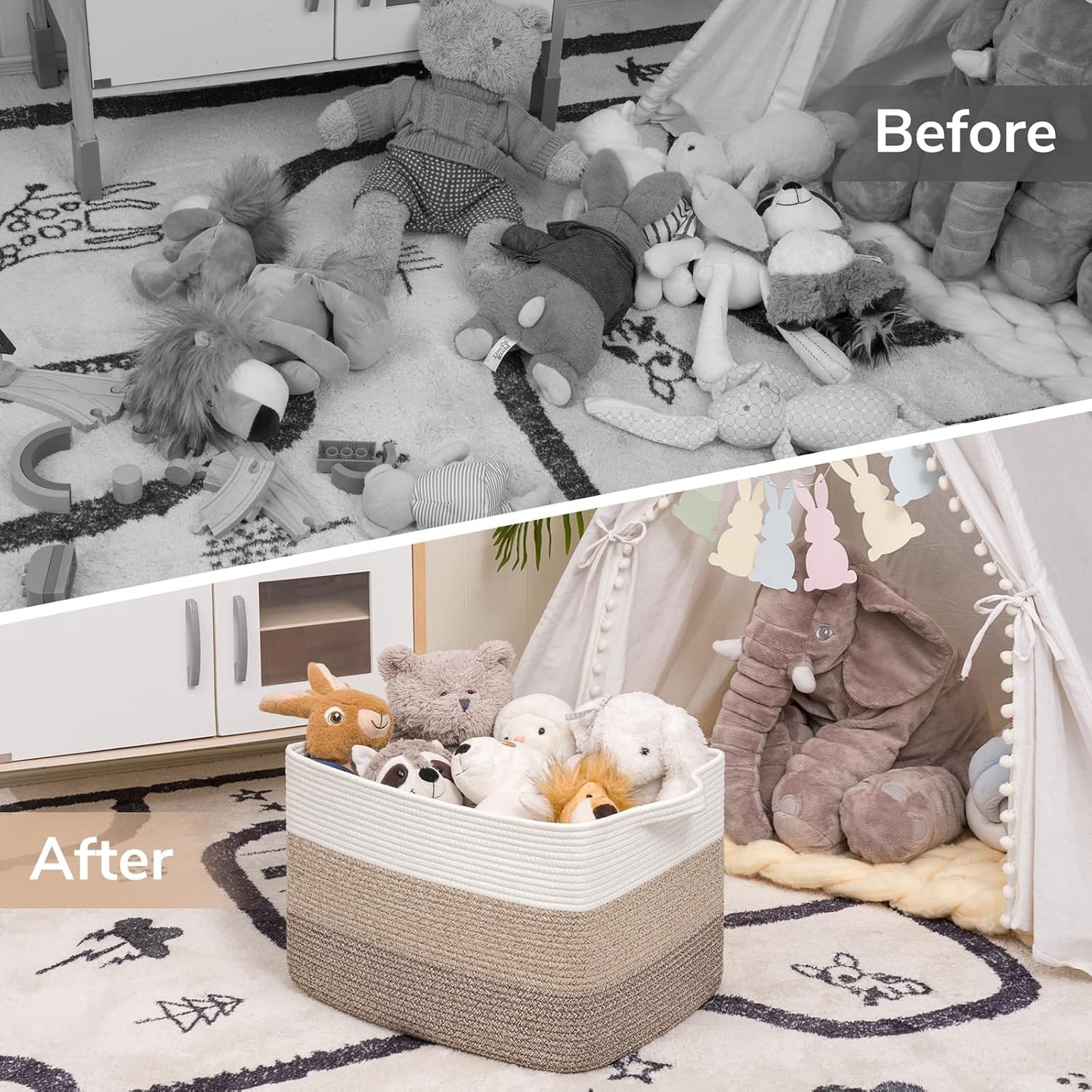 Goodpick Cube Storage Bins - Towel, Book, Cloth, Shoes, Closet Shelf Woven Baskets for Office, Baby Laundry, Toys, 13''x10''x9''