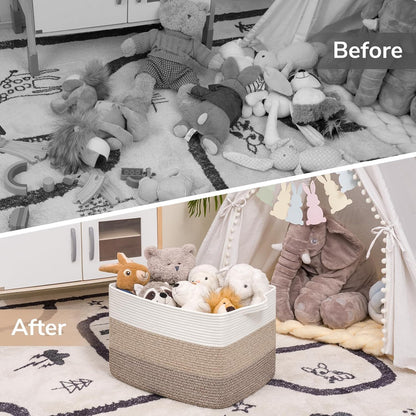 Goodpick Cube Storage Bins - Towel, Book, Cloth, Shoes, Closet Shelf Woven Baskets for Office, Baby Laundry, Toys, 13''x10''x9''