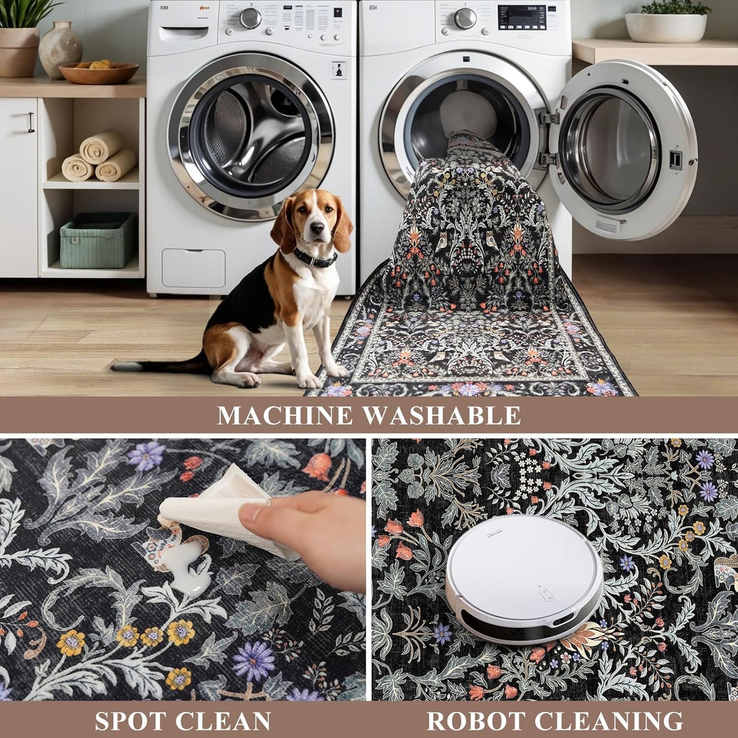 2x3 Washable Non-Slip Area Rug - Soft Low Pile Throw Rug for Kitchen Entryway Bedroom - Modern Indoor Door Mat with Rubber Backing (Beige Grey) - Colors A