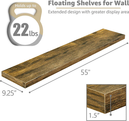 Sorbus Floating Shelves for Wall - 48 Inch Long Bathroom Shelves, Wall Decor for Bedroom, Kitchen, Living Room & Book Storage - Mounted Floating Shelf with Invisible Brackets (Maple Wood, 2 Pack)