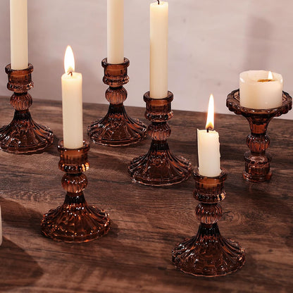 DARJEN Candlestick Holders Set,12Pcs 4" H Taper Candle Holders Bulk, Clear Glass Candle Holders for Wedding, Spring Party, Romantic Dinner, Festival & Windowsill Decor