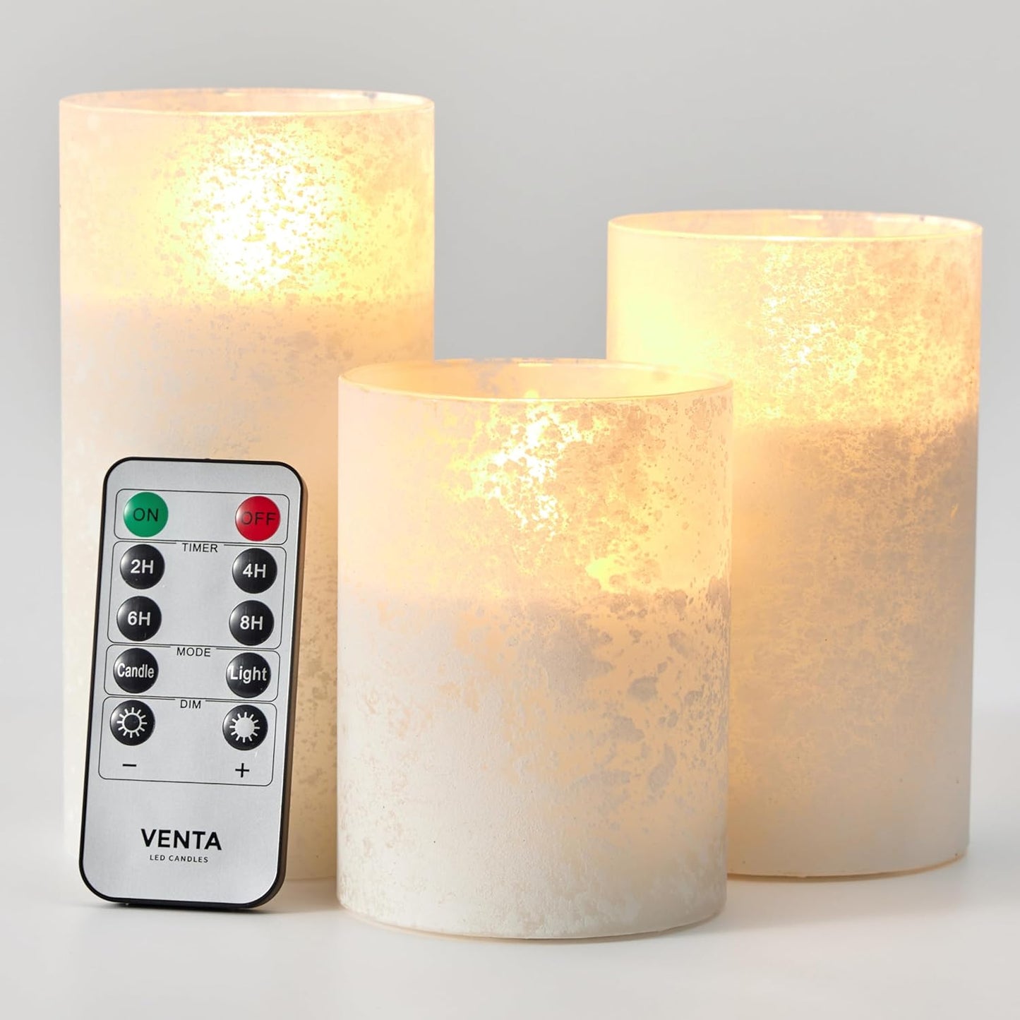 VENTA Set of 3 Warm Ivory Pillar Candles | Real Wax Battery Operated Candles with Flickering Flame | Timeless Year-Round Decor for Weddings, Mantels & Centerpieces