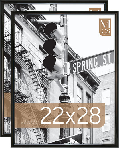 MCS Trendsetter 24x36 Poster Frame Black High-Gloss, Vertical & Horizontal Wall Hanging Large Picture Frame for Photos, Posters & Art Prints (1-Pack)