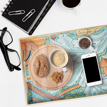 Spsyrine Serving Tray with Handles, Plastic Decorative Tray for Coffee Table, Living Room, Home Decor, Dianthus