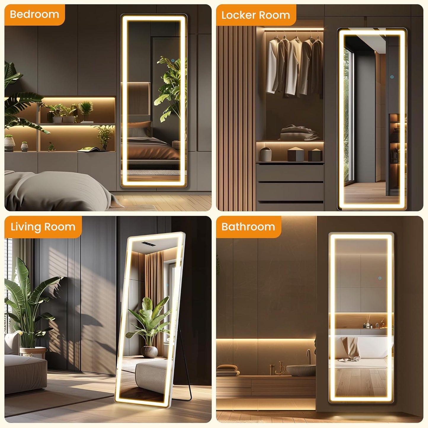 Mirror Full Length, Upgraded 16"x59" Body Wall Mirrors with Shatter-Proof Glass, Floor Standing, Hanging or Leaning, Tall Mirror with Stand Aluminum Alloy Frame for Bedroom Cloakroom