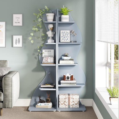 Tribesigns Corner Shelf, Modern 5-Tier Wall Corner Bookshelf, Stylish Corner Small Bookcase Storage Rack Plant Stand with Unique Shape for Living Room, Home Office (White, 1PC)