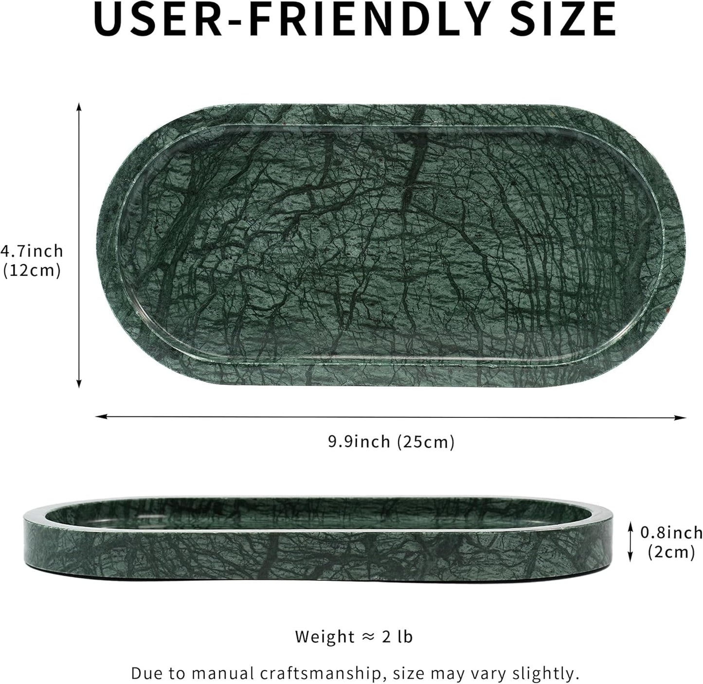 Marble Perfume Tray with Legs - Oval Decorative Stone Pedestal for Bathroom Vanity Coffee Table Kitchen Countertop, Footed Jewelry Candle Organizers Catchall Plate Riser with Scalloped Feet