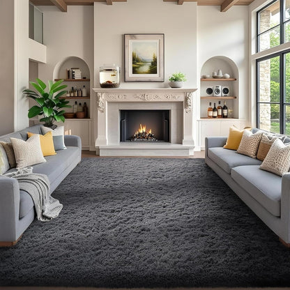 Ophanie Round Rugs 5Ft Ivory Circle Area Rug, Nursery Room Decor, Christmas Aesthetic Bedroom Home Circular Carpet 5 Foot, Fluffy Fuzzy Shag Plush Cream Living Room Rugs for Kids Boys Girls Teen Baby