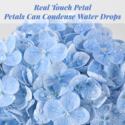 MARTINE MALL 3Pcs 21in Hydrangea Artificial Flowers, Latex Real Touch Hydrangeas Lifelike Large Hydrangea Flowers for Home Decor Party Arrangements Wedding Bouquets Centerpieces (Blue)