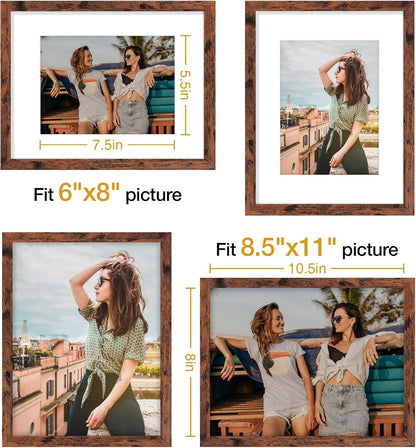 Vittanly 11x14 Picture Frame, Display Pictures 8x10 with Mat or 11x14 without Mat, Photo Frame for Wall Mounting, Black, 1 Pack - Colors A