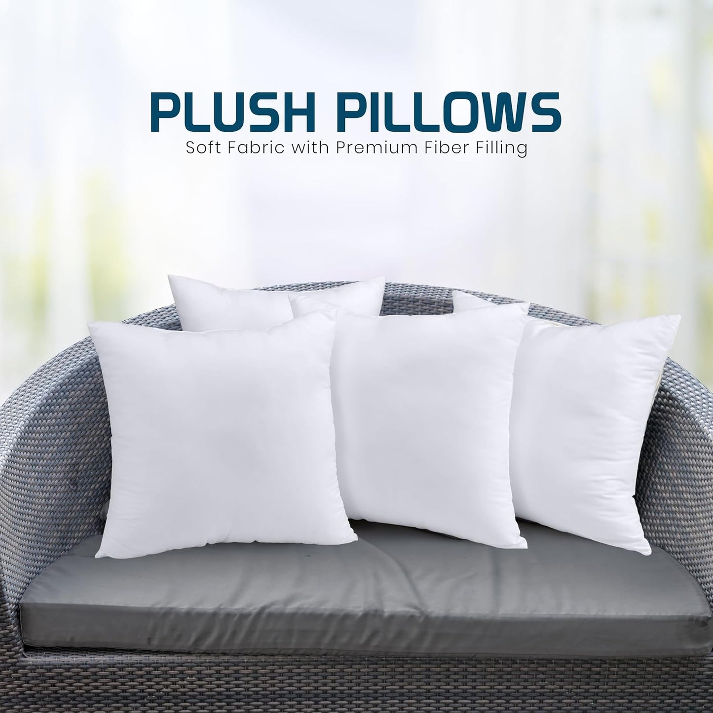 Utopia Bedding Throw Pillows (Set of 4, White) – 18 x 18 Inches Down Alternative Pillows for Bed, Sofa, and Couch - Fluffy Decorative Stuffer Pillow for Indoors & Outdoors