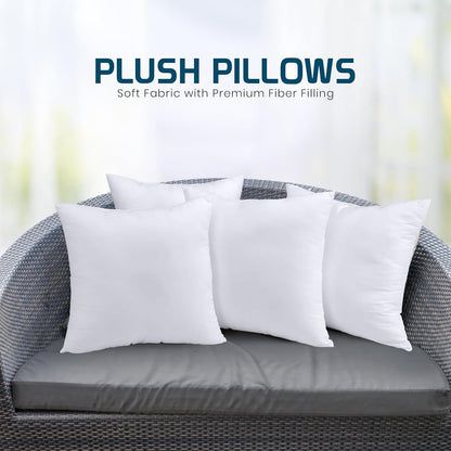 Utopia Bedding Throw Pillows (Set of 4, White) – 18 x 18 Inches Down Alternative Pillows for Bed, Sofa, and Couch - Fluffy Decorative Stuffer Pillow for Indoors & Outdoors