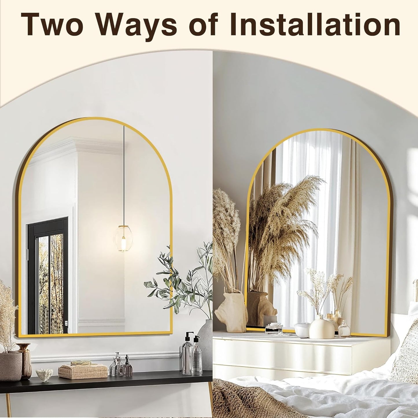FICTOR Bathroom Mirror for Wall, Arched Vanity Bathroom Mirror for Over Sink, Metal Framed with HD Shatter-Proof Glass for Entryway, Living Room,Bedroom(2 Pack 24” x 36”, Black)