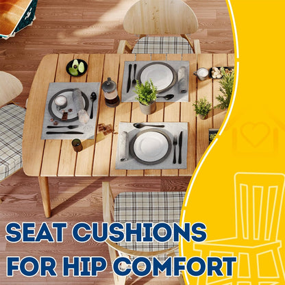 AAAAAcessories D-Shaped Chair Cushions, 2" Thick Dining Chair Pads with Ties and Removable, Machine-Washable Cover, 17" x 16", Set of 4, Oatmeal Beige - Colors A