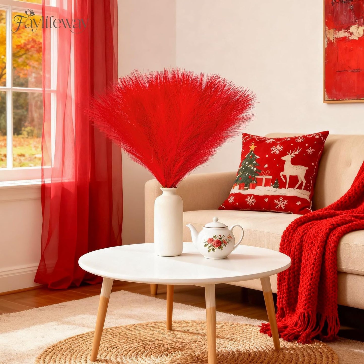 50pcs Pampas Grass 17in for Living Room Decor, Blush Pink Pampas Grass Decor, Fluffy Pink Flowers for Home Birthday Bathroom Baby Shower Wall Bow Decor(Blush & Cream & Pink)