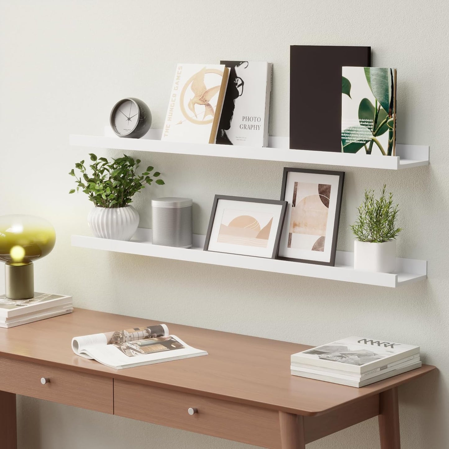 Boswillon Floating Shelves Wall Mounted Set of 2, Modern Black Wall Shelves for Storage with Lip, Display Picture Ledge Shelf for Wall Decor Bedroom Living Room Bathroom Kitchen