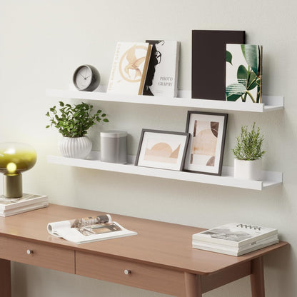 Boswillon Floating Shelves Wall Mounted Set of 2, Modern Black Wall Shelves for Storage with Lip, Display Picture Ledge Shelf for Wall Decor Bedroom Living Room Bathroom Kitchen