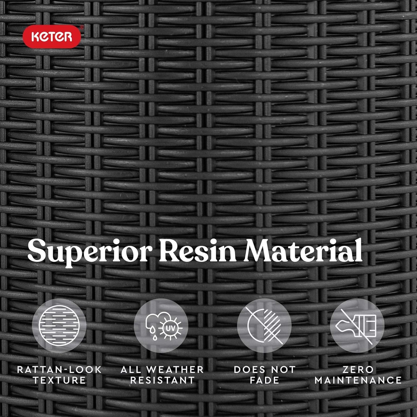 Keter Resin Rattan Set of 2 Round Hanging Planter Baskets for Indoor and Outdoor Plants-Perfect for Porches and Patio Decor, Cappuccino