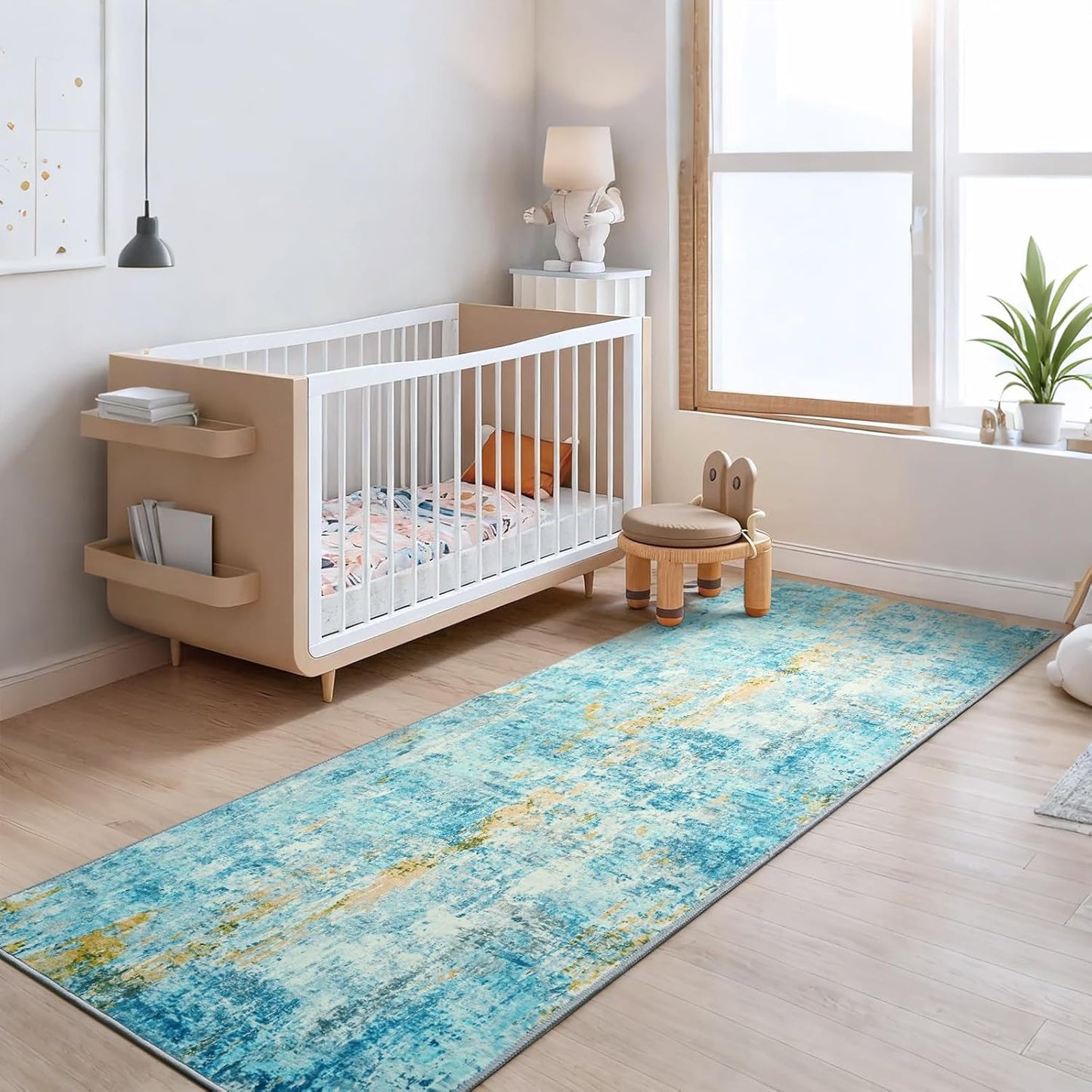 Ompaa 2x6 Rug Runners for Hallways Kitchen Runner Rug Non Slip Washable Grey Long Runner Rugs with Rubber Backing Soft Abstract Carpet Runner for Hallways, Kitchen, Bedroom, Bathroom, Entryway - Colors A