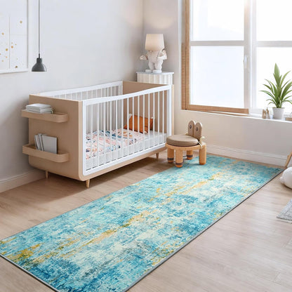 Ompaa 2x6 Rug Runners for Hallways Kitchen Runner Rug Non Slip Washable Grey Long Runner Rugs with Rubber Backing Soft Abstract Carpet Runner for Hallways, Kitchen, Bedroom, Bathroom, Entryway - Colors A