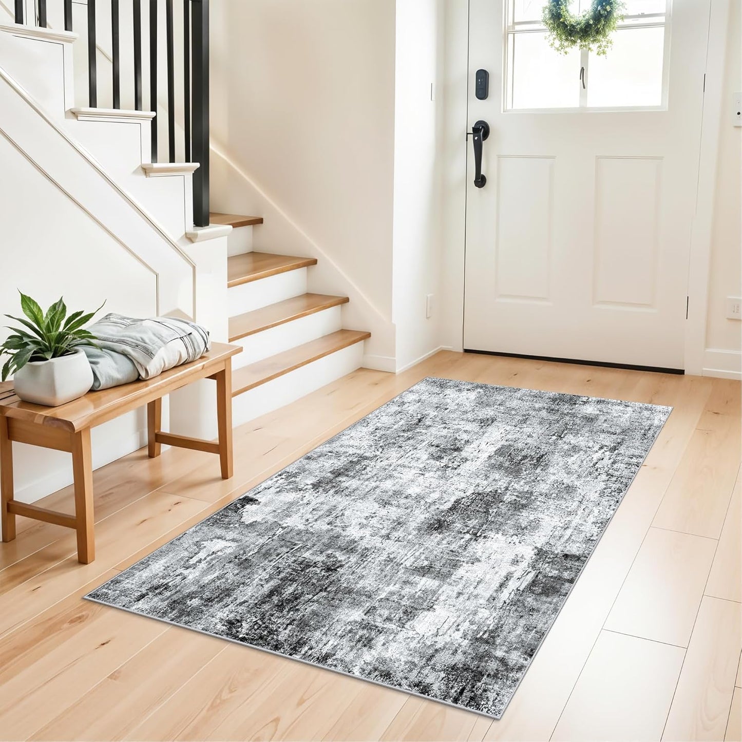 2x3 Washable Non-Slip Area Rug - Soft Low Pile Throw Rug for Kitchen Entryway Bedroom - Modern Indoor Door Mat with Rubber Backing (Beige Grey) - Colors B