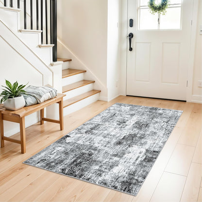 2x3 Washable Non-Slip Area Rug - Soft Low Pile Throw Rug for Kitchen Entryway Bedroom - Modern Indoor Door Mat with Rubber Backing (Beige Grey) - Colors B
