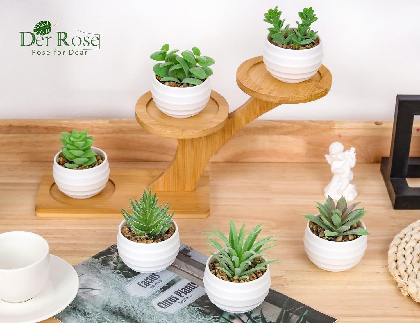 Der Rose 6 Pack Fake Plants Small Realistic Succulents Plants Artificial for Home Room Decor Indoor